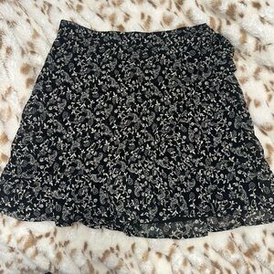 Hollister Black and White Floral Wrap Skirt